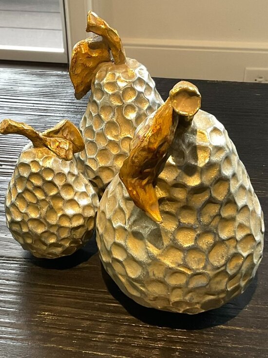 Other - Modern Metallic Textured Pear Trio, Gold & Silver Home Decor, New